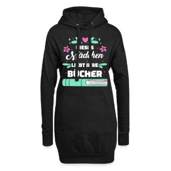 Buch Lesen Bücher Buch Nerd Bücherwurm - Hoodie-Kleid - Schwarz - Vorne