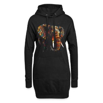 Éléphant Animal Coloré Animal Lover Cadeau Art - Sweat-shirt à capuche long Femme - noir - Devant