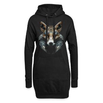 Fuchs Tierliebhaber Geschenk Wildtier Tier Motiv - Hoodie-Kleid - Schwarz - Vorne