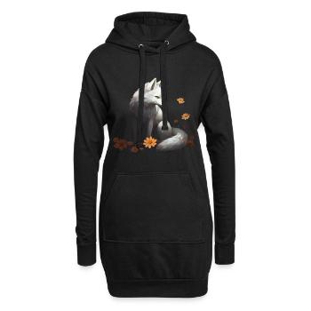 Fuchs Tierliebhaber Geschenk Wildtier Tier Motiv - Hoodie-Kleid - Schwarz - Vorne