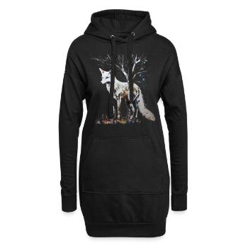 Fuchs Tierliebhaber Geschenk Wildtier Tier Motiv - Hoodie-Kleid - Schwarz - Vorne