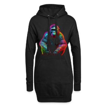 Affe Bunt Kunst Kreativ Geschenk Mann Tiermotiv - Hoodie-Kleid - Schwarz - Vorne