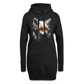 Fuchs Tierliebhaber Geschenk Wildtier Tier Motiv - Hoodie-Kleid - Schwarz - Vorne