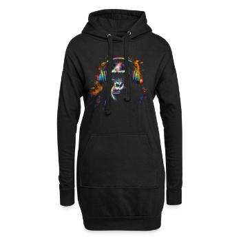 Affe Musik Bunt Geschenk Tiermotiv Tier Kunst - Hoodie-Kleid - Schwarz - Vorne