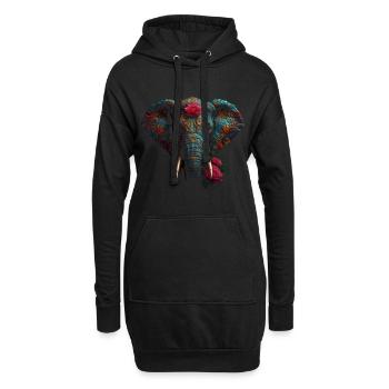 Elefant Tier Geschenk Afrika Kunst Blumen Rose - Hoodie-Kleid - Schwarz - Vorne
