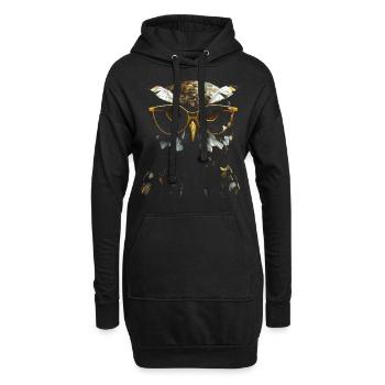 Owl Night Bird Bird Animal Gift Glasses - Sweat-shirt à capuche long Femme - noir - Devant