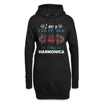 Sorry I Cant Talk I Play Harmonica Harmonica Play - Hoodie-Kleid - Schwarz - Vorne