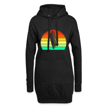 Retro Sunset Design The Harmonica Lover Harmonica - Hoodie-Kleid - Schwarz - Vorne