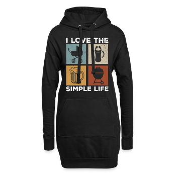 J’aime la vie simple - Bonne fête des pères - Sweat-shirt à capuche long Femme - noir - Devant