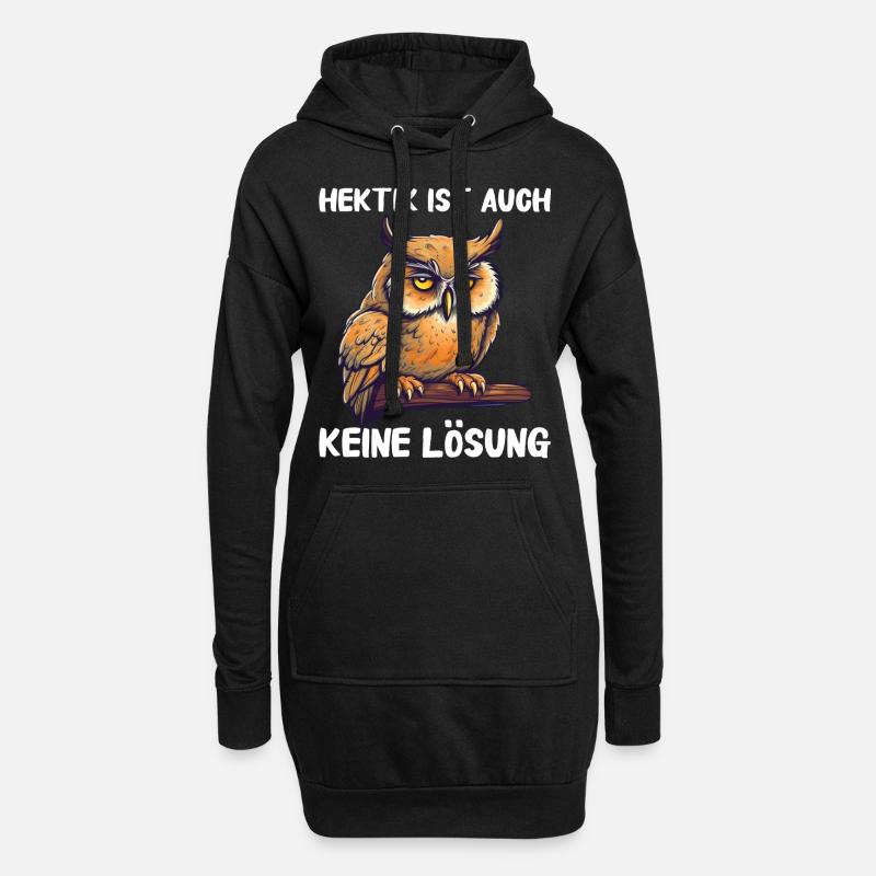 Nachteule Eule Eulen Vogel - Hoodie-Kleid - Schwarz
