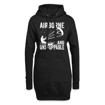 Kiteboarder Airborne Kite Surfer Kite Surfing - Hoodie-Kleid - Schwarz - Vorne