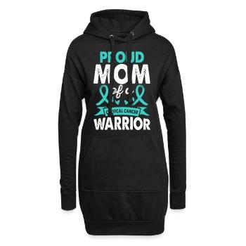 Mère d’un guerrier cervical - Sweat-shirt à capuche long Femme - noir - Devant