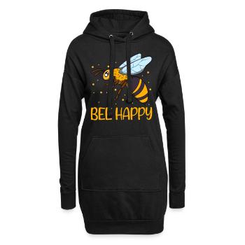Bee Happy - Sweat-shirt à capuche long Femme - noir - Devant