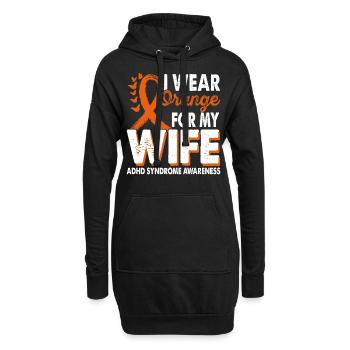 Portez un ruban orange à la - Sweat-shirt à capuche long Femme - noir - Devant