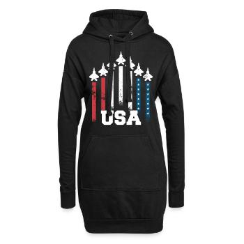 USA combat aircraft flag formation air force - Hoodie-Kleid - Schwarz - Vorne