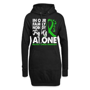 Personne ne lutte seul contre le cancer des canaux biliaires - Sweat-shirt à capuche long Femme - noir - Devant