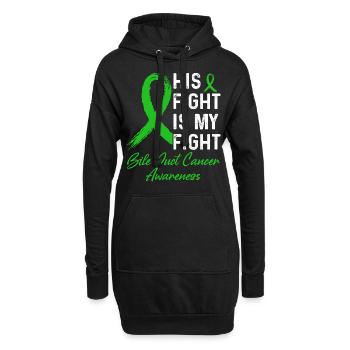 Sensibilisation au cancer des canaux biliaires - Sweat-shirt à capuche long Femme - noir - Devant