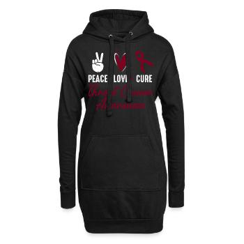 Frieden, Liebe, Heilung, Kehlkopfkrebs, - Hoodie-Kleid - Schwarz - Vorne