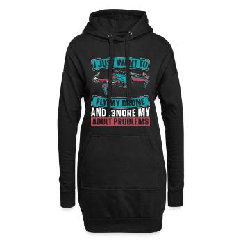 Course de drones Je veux juste piloter ma machine de course - Sweat-shirt à capuche long Femme - noir - Devant
