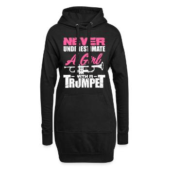Trompetenmädchen Lustiger Trompetenspieler Marching Band - Hoodie-Kleid - Schwarz - Vorne