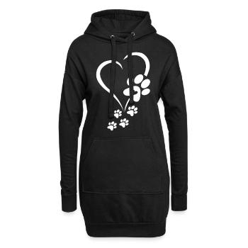 Patte de chien Cœur de bébé chiens - Pattes de chien Cœurs Patte de chien - Sweat-shirt à capuche long Femme - noir - Devant