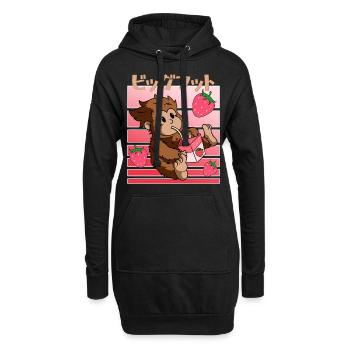 Milkshake aux fraises Bigfoot Kawaii - Sweat-shirt à capuche long Femme - noir - Devant