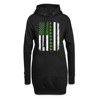 Rétro Irish American Flag Drapeau en détresse St. Patr - Sweat-shirt à capuche long Femme - noir - Devant
