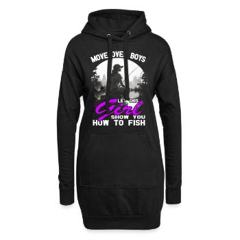 This girl show you how to fish - Angler - Angeln - Hoodie-Kleid - Schwarz - Vorne