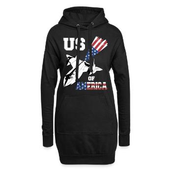 Vierter Kampfjet USA-Flagge - Hoodie-Kleid - Schwarz - Vorne