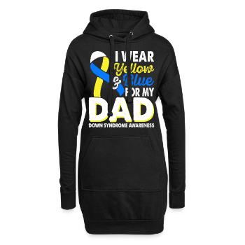 Portez du jaune bleu pour le syndrome de Down de papa - Sweat-shirt à capuche long Femme - noir - Devant