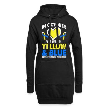 En octobre, nous portons le jaune et le bleu - Sweat-shirt à capuche long Femme - noir - Devant