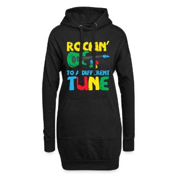 Rockin To Different Tune Guitar Autism Awareness M - Sweat-shirt à capuche long Femme - noir - Devant