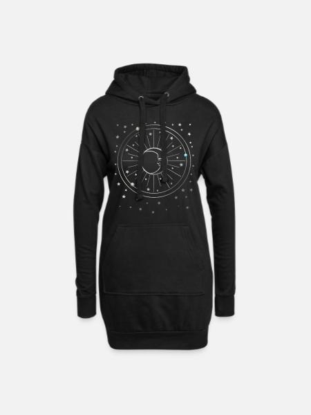 Mond - Sterne - Planeten - Sternenhimmel - Galaxie - Hoodie-Kleid - Schwarz