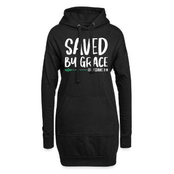 Sauvé par la grâce Bible Verset Chrétien - Sweat-shirt à capuche long Femme - noir - Devant