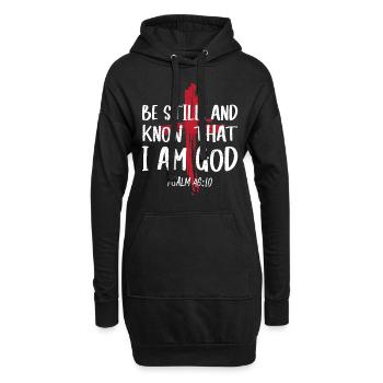 Sei Still Und Wisse, Dass Ich Gott Bin Psalm - Hoodie-Kleid - Schwarz - Vorne
