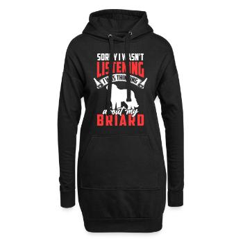 Pensée à mon Briard Berger de Brie - Sweat-shirt à capuche long Femme - noir - Devant
