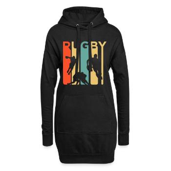 Vintage 1970er Jahre Stil Rugby, Rugby Sport Geschenk - Hoodie-Kleid - Schwarz - Vorne