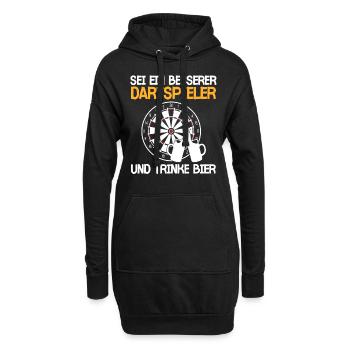 Bier Und Dart Kneipen Dartspieler Dartverein - Hoodie-Kleid - Schwarz - Vorne
