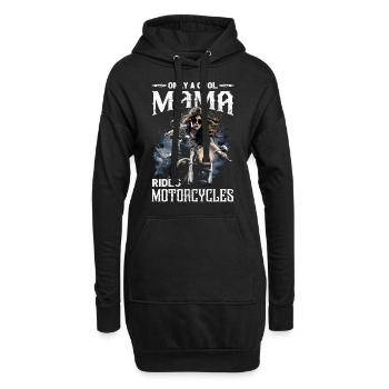 Motorradfahrerin - Bikerin / Bikerfrau - Hoodie-Kleid - Schwarz - Vorne