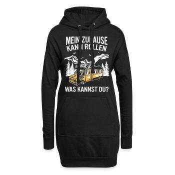 Camping Wohnwagen Camper - Hoodie-Kleid - Schwarz - Vorne