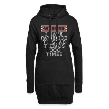 Avertissement de point de croix J’ai de la patience pour coudre - Sweat-shirt à capuche long Femme - noir - Devant