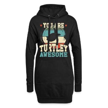 Tortue de mer Tortue Jeu de mots Rétro - Sweat-shirt à capuche long Femme - noir - Devant