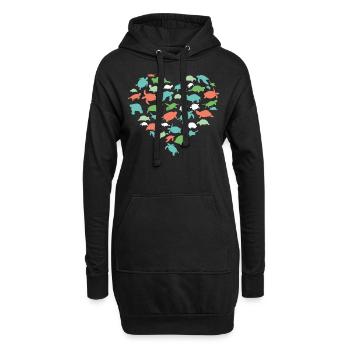 Sea Turtle Tortoise Heart - Hoodie-Kleid - Schwarz - Vorne