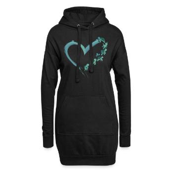 Sea Turtle Tortoise Heart - Hoodie-Kleid - Schwarz - Vorne