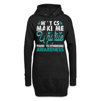 Tics Machen Mich Einzigartig Tourette-syndrom - Hoodie-Kleid - Schwarz - Vorne