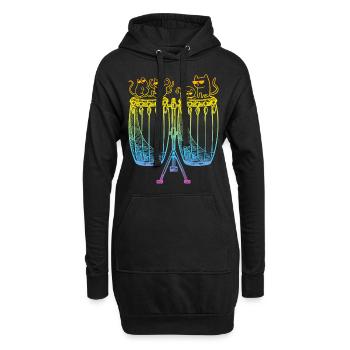 Conga avec chats Joueur de conga et amoureux des chats Conga D - Sweat-shirt à capuche long Femme - noir - Devant