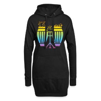 Funny Conga Drummer Stick Figure Conga Player - Hoodie-Kleid - Schwarz - Vorne