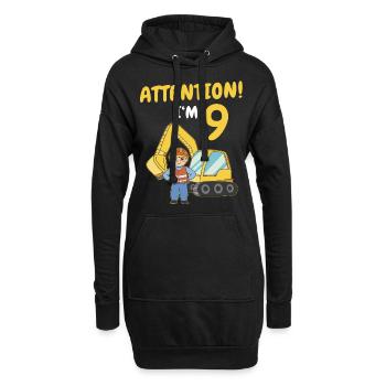 Cadeau 9 ans anniversaire garçon ou fille - Sweat-shirt à capuche long Femme - noir - Devant