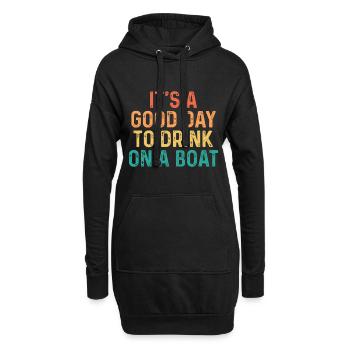 Es ist ein guter Tag, um auf einem Boot zu trinken - Vintage-Farbe - Hoodie-Kleid - Schwarz - Vorne