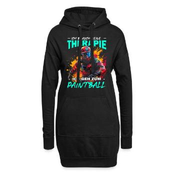 Ich brauch keine Therapie ich geh zum Paintball - Hoodie-Kleid - Schwarz - Vorne